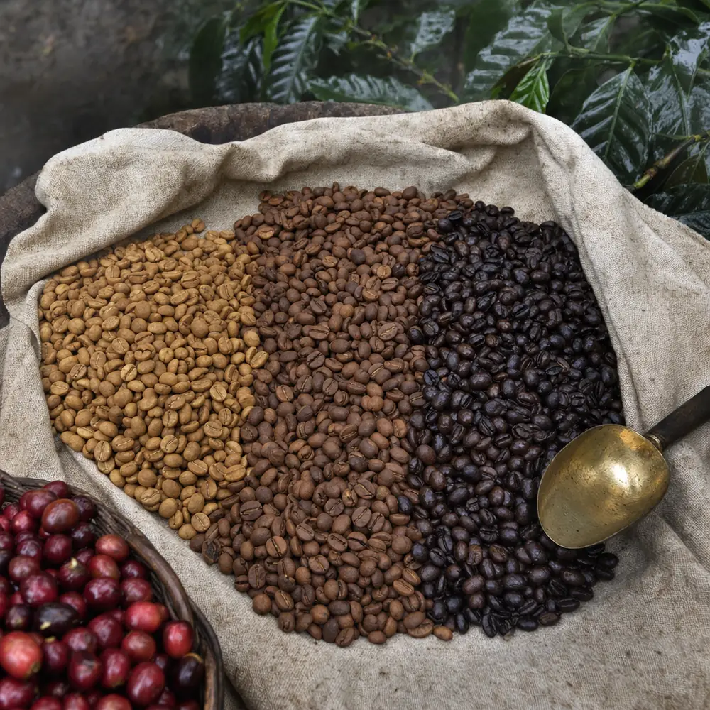 Café pergamino y oro